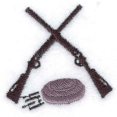 Embroidery Design: Crossed rifles skeet<br> 1.69w X 1.69h