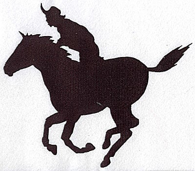Embroidery Design: Cowbow riding horse<br> 8.56w X 7.31h