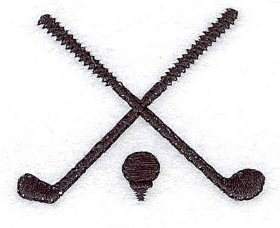 Embroidery Design: Crossed golf clubs and tee<br> 1.87w X 1.50h