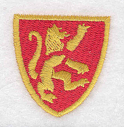 Embroidery Design: Shield with lion<br> 1.44w X 2.50h
