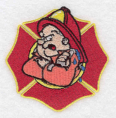 Embroidery Design: Firefighter logo cartoon<br> 2.69w X 2.75h