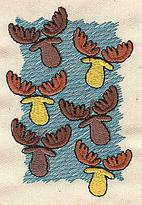Embroidery Design: Moose heads<br> 2.81w X 3.25h