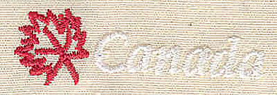Embroidery Design: Canada with maple leaf<br> 1.75w X 0.50h