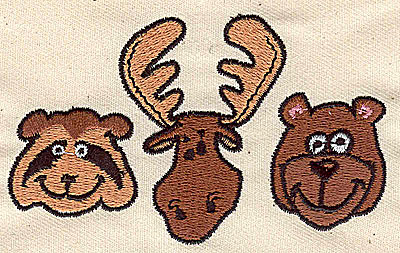 Embroidery Design: Raccoon moose bear<br> 3.81w X 2.25h