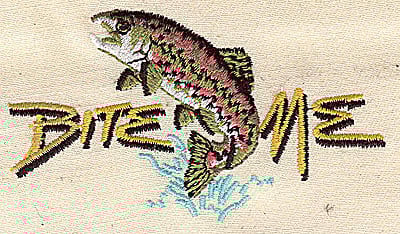 Embroidery Design: Fish Bite Me<br> 3.50w X 2.94h