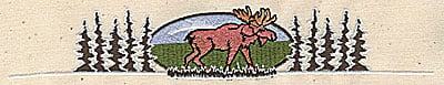 Embroidery Design: Forest scene with moose<br> 7.44w X 1.31h`