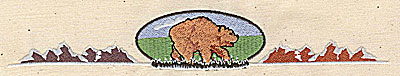 Embroidery Design: Forest scene with bear<br> 7.44w X 1.31h