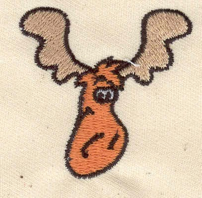 Embroidery Design: Moose head cartoon<br> 1.69w X 1.61h