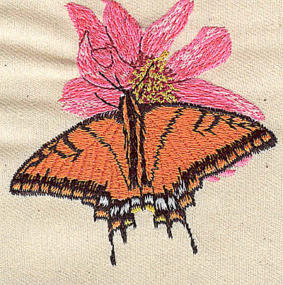 Embroidery Design: Flower and butterfly<br> 2.63w X 2.75h