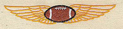 Embroidery Design: Football with wings<br> 3.50w X 0.63h