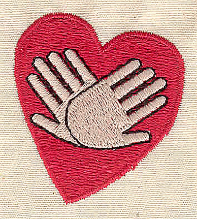 Embroidery Design: Heart and hands<br> 1.56w X 1.69h