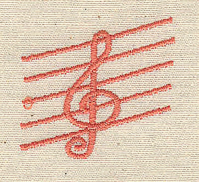 Embroidery Design: Treble Cleff music<br> 1.31w X 1.25h