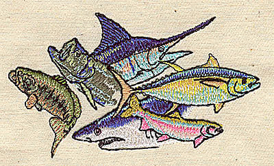 Embroidery Design: Assorted fish<br> 3.25w X 1.94h