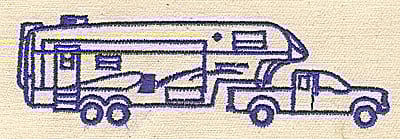 Embroidery Design: Truck with motorhome<br> 4.00w X 1.48h