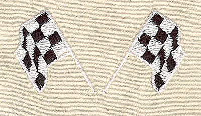 Embroidery Design: Crossed checkered flags<br> 2.25w X 1.13h