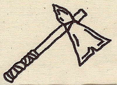 Embroidery Design: Tomahawk outline<br> 3.44w X 2.63h