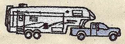 Embroidery Design: Truck with trailer<br> 2.94w X 0.88h