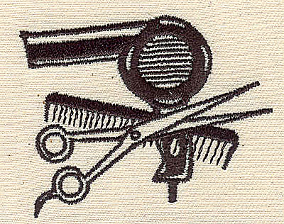 Embroidery Design: Hairdressers' tools<br>2.44w X 1.94h