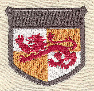 Embroidery Design: Shield with lion<br> 2.44w X 2.38h