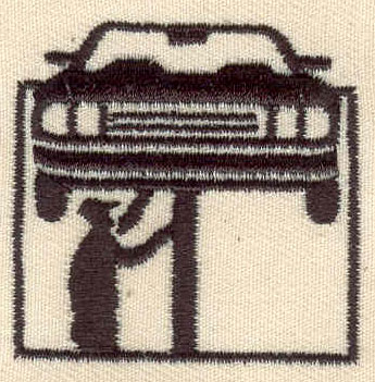 Embroidery Design: Mechanic repairing car<br> 1.56w X 1.50h