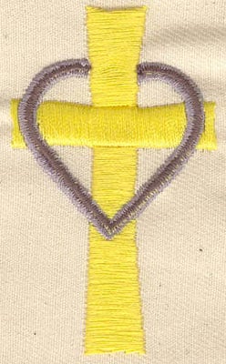Embroidery Design: Cross with heart<br> 1.44w X 2.44h