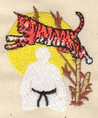 Embroidery Design: Martial arts with tiger<br> 1.81w X 2.19h