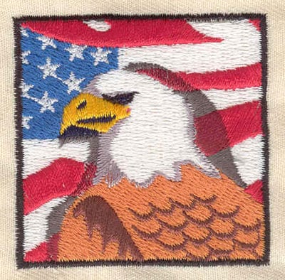 Embroidery Design: American eagle and flag<br> 2.00w X 2.00h