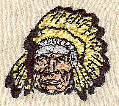 Embroidery Design: Indian chief<br> 2.19w X 1.94h
