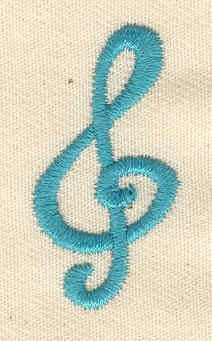 Embroidery Design: Treble Clef<br> 0.75w X 1.44h
