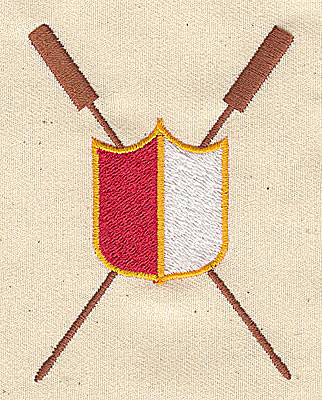 Embroidery Design: Shield with life preserver symbols<br> 2.38w X 3.19h