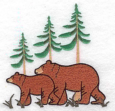 Embroidery Design: Bears with forest scenery<br> 4.25w X 4.06h | Embroidery Legacy Embroidery Design: Bears with forest scenery<br> 4.25w X 4.06h