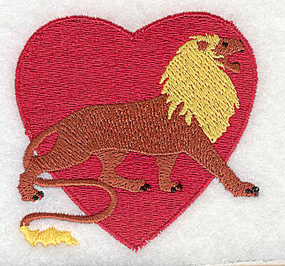 Embroidery Design: Heart with lion<br> 2.69w X 2.63h