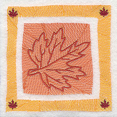 Embroidery Design: Maple leaf in border<br> 4.38w X 4.38h