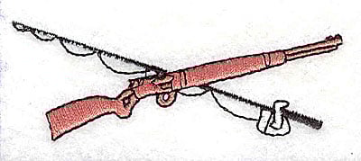 Embroidery Design: Fishing rod and rifle<br> 3.19w X 1.19h