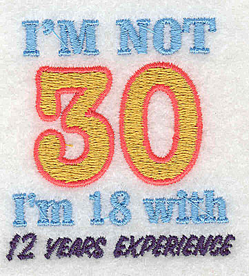 Embroidery Design: I'm not 30<br> 2.19w X 2.31h