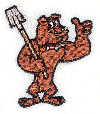 Embroidery Design: Bulldog with shovel<br>2.25H x 1.94w