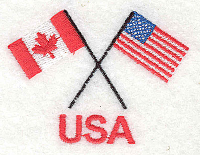 Embroidery Design: USA (Canada USA flags)<br> 2.50w X 1.81h