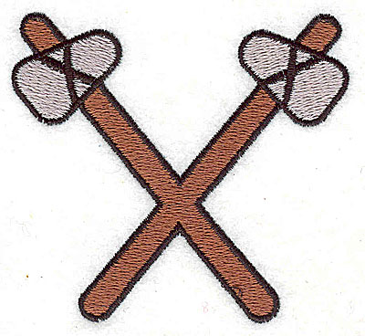 Embroidery Design: Crossed tomahawks<br> 2.81w X 2.56h