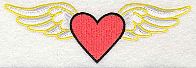 Embroidery Design: Heart with wings large<br> 6.63w X 2.13h