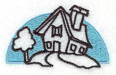 Embroidery Design: House on a hill<br> 2.19w X 1.33h