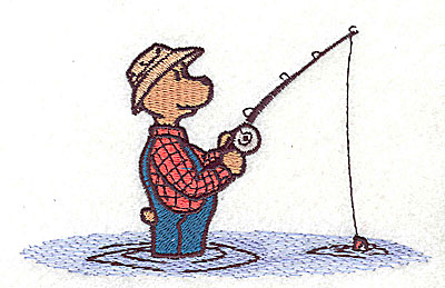 Embroidery Design: Bear fishing<br> 4.69w X 2.88h