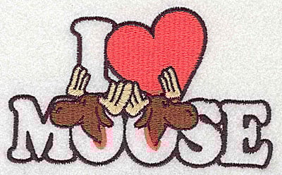 Embroidery Design: I Love Moose<br> 4.69w X 2.81h