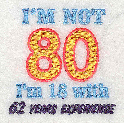 Embroidery Design: I'm not 80<br> 2.19w X 2.19h