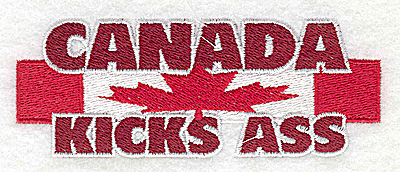Embroidery Design: Canada Kicks Ass<br> 4.19w X 1.56h