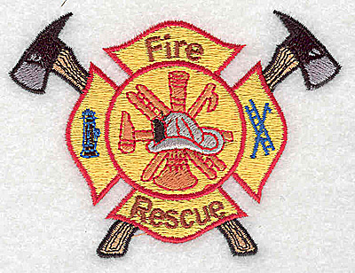 Embroidery Design: Fire Rescue Logo<br>2.56W x 3.50H