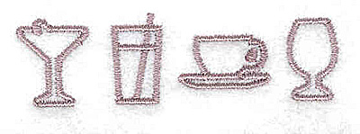 Embroidery Design: Glasses and cup<br> 2.44w X 0.69h