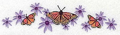Embroidery Design: Flowers and butterflies<br> 6.88w X 1.75h
