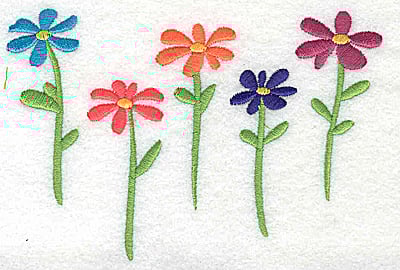 Embroidery Design: Daisies<br> 4.88w X 3.31h | Embroidery Legacy Embroidery Design: Daisies<br> 4.88w X 3.31h