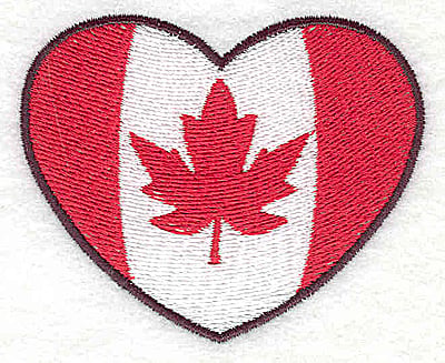 Embroidery Design: Canadian flag in heart<br> 2.94w X 2.44h