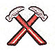 Embroidery Design: Crossed hammers<br> 1.31w X 1.19h